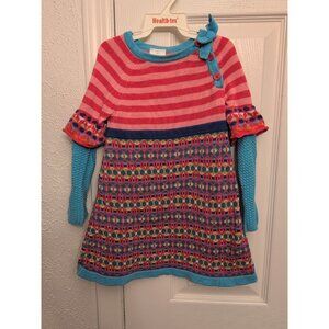 Hanna Andersson Dress Baby Girl Sz 80 24m Multicolor Sweater Long Sleeve Knit